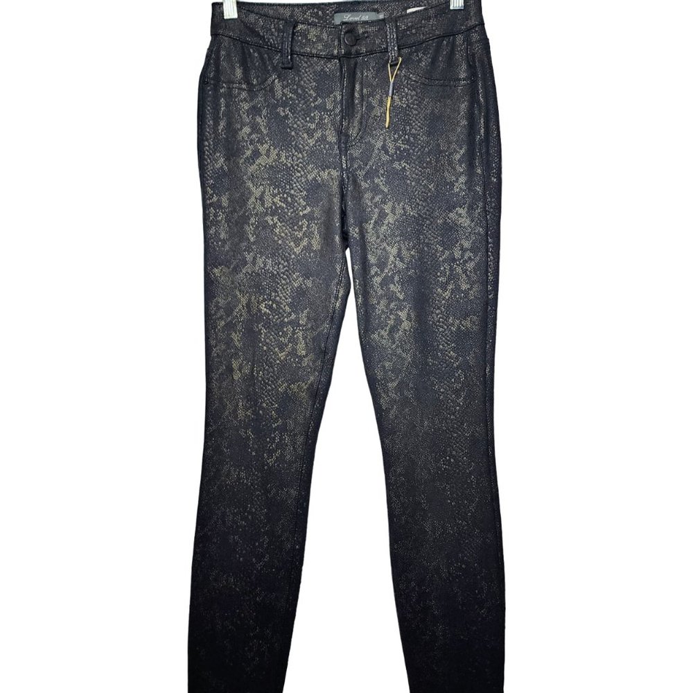 Level 99 Jeggings Python Print Black Mid Rise Janice Ultra Skinny Size 27